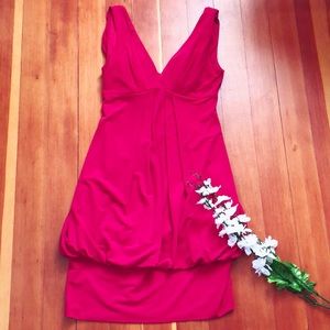 Eliza J Red Sleeveless V Neck Bubble Dress